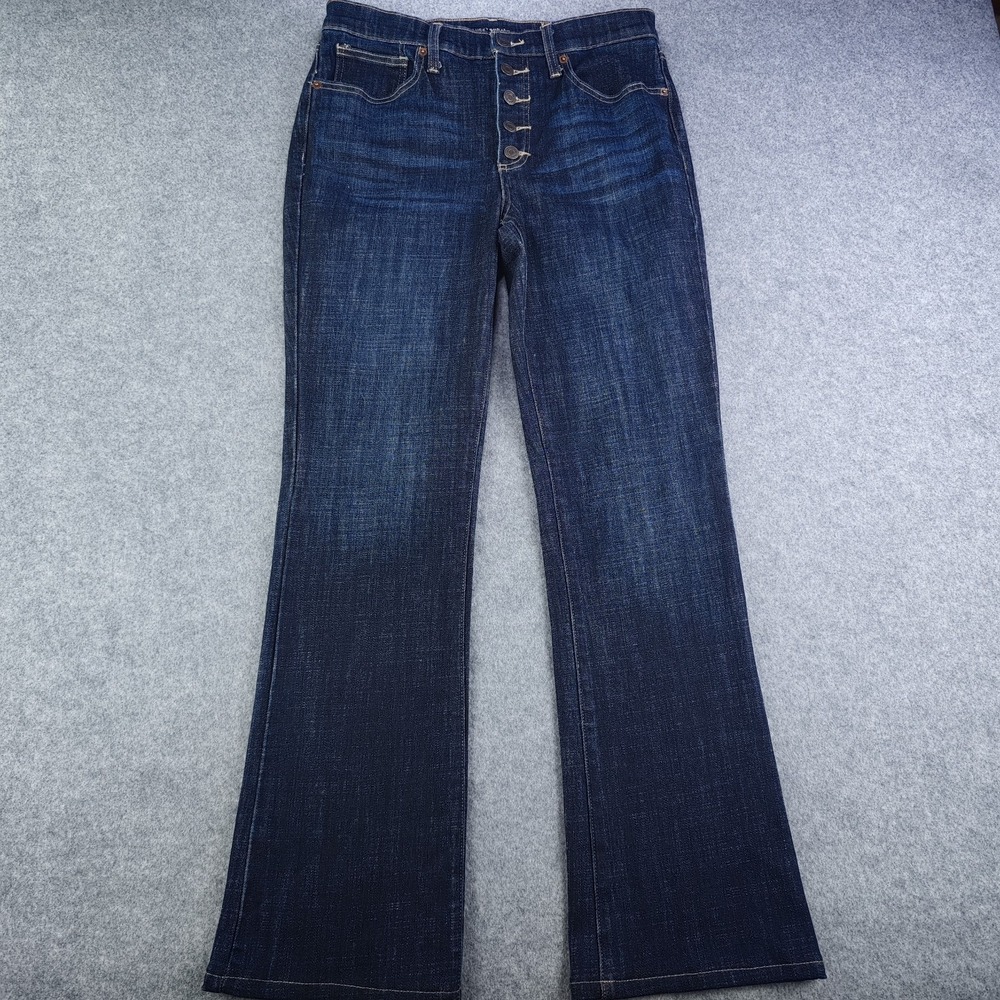 Lucky Brand Mid Rise Boot Ava Jeans Women's 10/30 Blue Dark Wash Button Fly